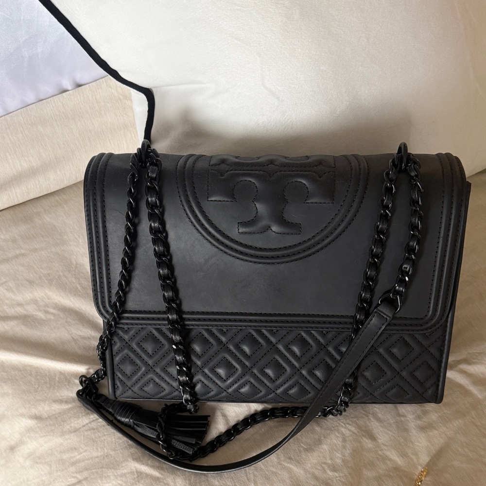 Tory Burch Black Embossed Shoulder Bag